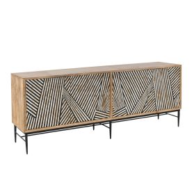 Solomon 80" Sideboard with Horn and Wood Inlay on Metal Base