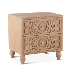 Taj 24" Two Drawer Nightstand in Hand Carved Whitewash