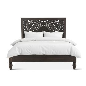 Taj King Bed in Hand Carved Vintage Brown
