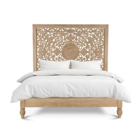 Taj King Bed in Hand Carved Whitewash