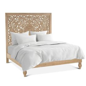 Taj Queen Bed in Hand Carved Whitewash