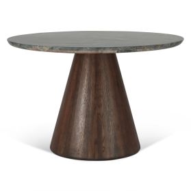 Vista 48" Round Dining Table with Lava Marble and Dark Oak Base