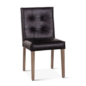 Madison 18" Dining Chair in Black Eco Leather with Light Legs