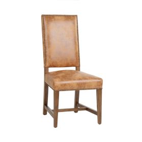 Darcy Dining Chair in Warm Brown Leather with Earth Legs