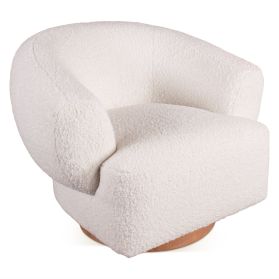 Estelle 35" Swivel Accent Chair in Cream Boucle Fabric