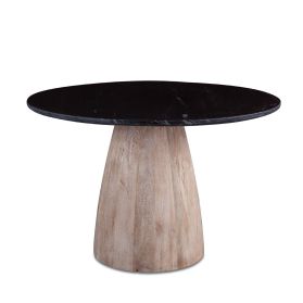 Palm Springs 48" Round Dining Table with Black Marble and Whitewash Modern Base